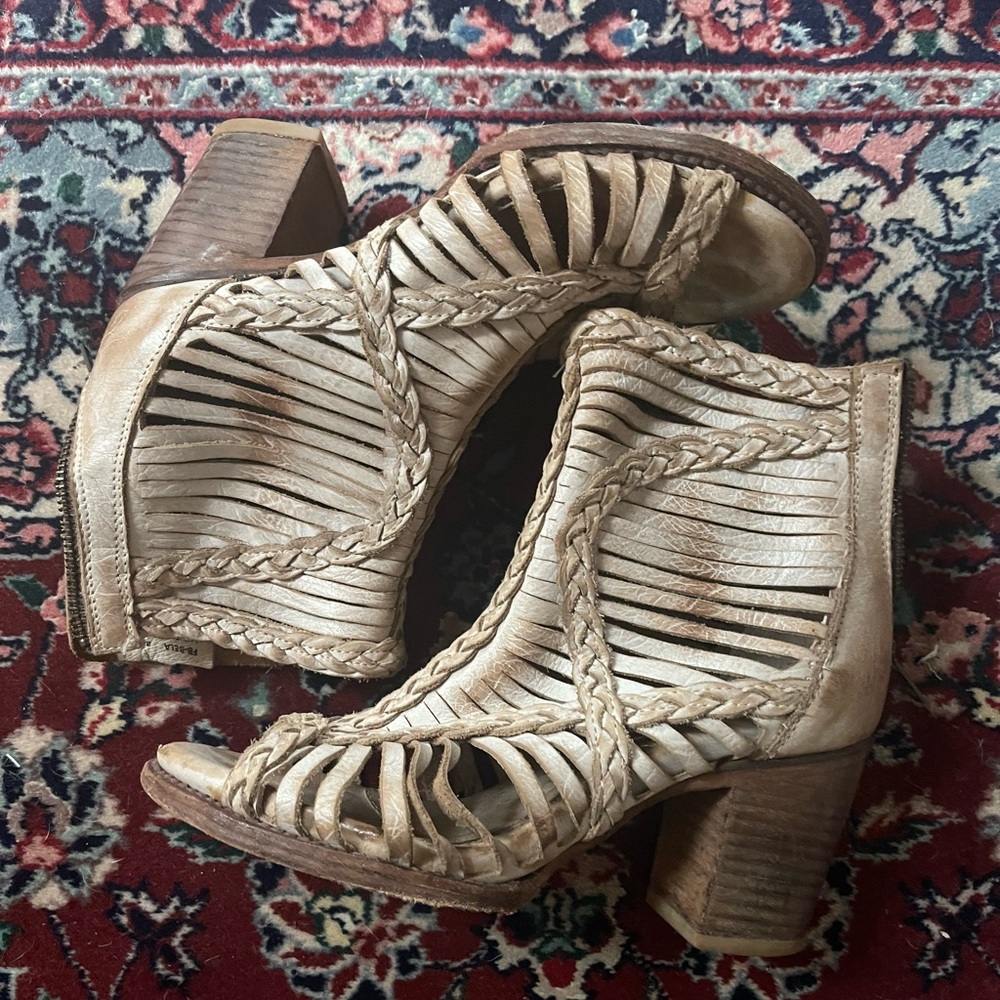 Woven Cutout Heeled Sandals - Freebird